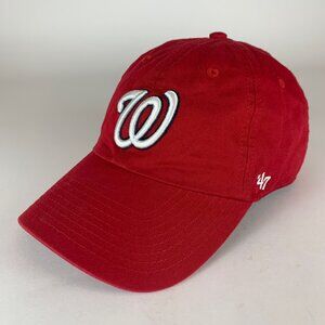 Washington Nationals MLB Red 47 Brand Clean Up Relaxed Fit Strapback Hat